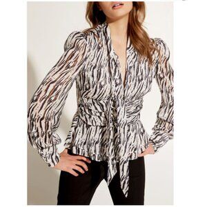 Bardot Zebra Peplum Ruffled Blouse NWT- Size M